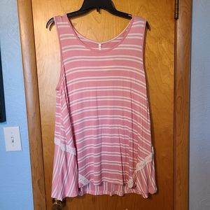 Light Pink Striped Sleeveless Top